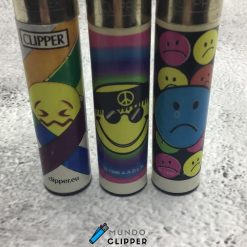 Three Clipper lighters without gas with emoticons made in Spain