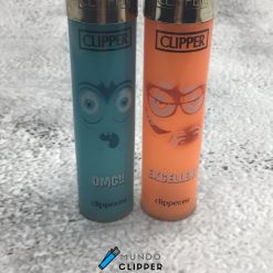 Mecheros Clipper color azul y naranja omg excellent emociones fabricados en España.