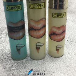 Three non-carbonated Clipper lighters, two refillable and one non-lipstick with piercings made in Spain.
