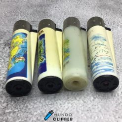 Four non-carbonated, refillable clipper lighters from the island of Ibiza, made in Spain.