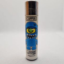 Mechero Clipper de graffitibeasts.com personaje de color azul fabricado en España sin gas.
