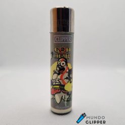 Gray Clipper lighter from the Los Cogollitos edition, GOD HEMP series, made in Spain.
