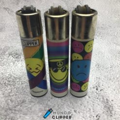 Three Clipper lighters without gas with emoticons made in Spain