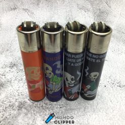 Four Clipper Skeleton lighters made in Spain.