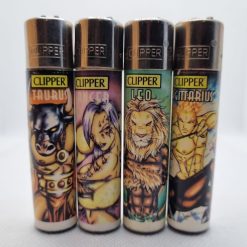 Mecheros Clipper originales del Horóscopo de TAURUS, CANCER, LEO y SAGITTARIUS fabricados en España. Una serie de 4 mecheros Clipper vintage para todos los apasionados del universo del horóscopo y el coleccionismo de mecheros Clipper.
