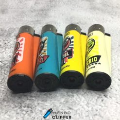 Cuatro mecheros clipper sin gas multicolor de máscaras de lucha fabricados en españa
